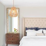 MhyTogn Woven Pendant Lights Hanging Lamp with 12" Hand Rattan Basket Shade Antique Brass Brush Paint Finish for Kitchen Island Farmhouse Dining Room Bar Bedroom Foyer Hallway
