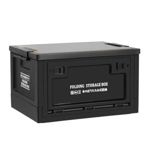 TOEEBR Collapsible Storage Bins with Lids, Portable Foldable Box with 2 Side Doors, Organizing Stackable Storage Cases Large Heavy Duty Utility Crates for Camp Fishing Car RV Office (Large-30L)