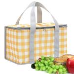 Insulated Picnic Bag Cooler Reusable, Beach Bag Cooler Bags with Zippered Top - Insulated Bag for Hot or Cold,Picnic Basket Collapsible, Picnic,Beach, Outdoor (13.8x7.9x7.9 in) (Yellow)