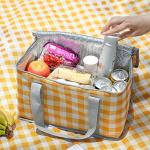 Insulated Picnic Bag Cooler Reusable, Beach Bag Cooler Bags with Zippered Top - Insulated Bag for Hot or Cold,Picnic Basket Collapsible, Picnic,Beach, Outdoor (13.8x7.9x7.9 in) (Yellow)
