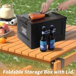 TOEEBR Collapsible Storage Bins with Lids, Portable Foldable Box with 2 Side Doors, Organizing Stackable Storage Cases Large Heavy Duty Utility Crates for Camp Fishing Car RV Office (Large-30L)