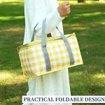 Insulated Picnic Bag Cooler Reusable, Beach Bag Cooler Bags with Zippered Top - Insulated Bag for Hot or Cold,Picnic Basket Collapsible, Picnic,Beach, Outdoor (13.8x7.9x7.9 in) (Yellow)