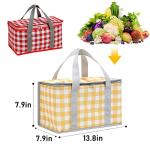 Insulated Picnic Bag Cooler Reusable, Beach Bag Cooler Bags with Zippered Top - Insulated Bag for Hot or Cold,Picnic Basket Collapsible, Picnic,Beach, Outdoor (13.8x7.9x7.9 in) (Yellow)