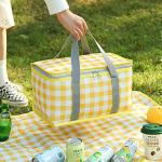 Insulated Picnic Bag Cooler Reusable, Beach Bag Cooler Bags with Zippered Top - Insulated Bag for Hot or Cold,Picnic Basket Collapsible, Picnic,Beach, Outdoor (13.8x7.9x7.9 in) (Yellow)