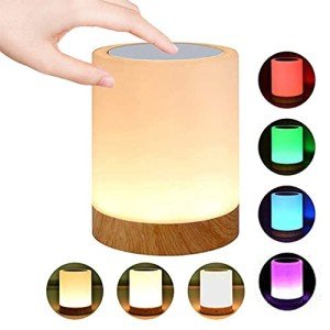 ROYFACC Night Light Touch Sensor Lamp Bedside Table Lamp for Kids Bedroom Rechargeable Dimmable Warm White Light and RGB Color Changing