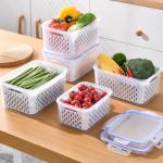 3 PCS Fruit Storage Containers for Fridge Food Storage Container Set with Removable Strainer, Lid with Strainer, Fruit & Vegetable Crisper, BPA-Free Plastic Produce Crisper for Long-Term Freshness