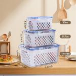 3 PCS Fruit Storage Containers for Fridge Food Storage Container Set with Removable Strainer, Lid with Strainer, Fruit & Vegetable Crisper, BPA-Free Plastic Produce Crisper for Long-Term Freshness
