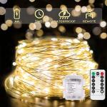 suddus 66ft 200 LED Outdoor String Lights, Warm White Christmas Fairy Light Battery Operated with Remote, Led Twinkle Lights for Bedroom, Dorm, Patio, Tapestry, Backyard, Garden, Xmas, Party, Indoor