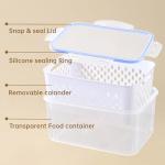 3 PCS Fruit Storage Containers for Fridge Food Storage Container Set with Removable Strainer, Lid with Strainer, Fruit & Vegetable Crisper, BPA-Free Plastic Produce Crisper for Long-Term Freshness
