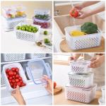 3 PCS Fruit Storage Containers for Fridge Food Storage Container Set with Removable Strainer, Lid with Strainer, Fruit & Vegetable Crisper, BPA-Free Plastic Produce Crisper for Long-Term Freshness