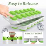 ChefAide Ice Cube Tray with Lid, 2 Packs 28 Cubes Durable Stackable Ice Cube Trays for Freezer with Removable Lids, Easy-Release Plastic & Silicone Ice Tray for Cocktail, Coffee