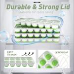 ChefAide Ice Cube Tray with Lid, 2 Packs 28 Cubes Durable Stackable Ice Cube Trays for Freezer with Removable Lids, Easy-Release Plastic & Silicone Ice Tray for Cocktail, Coffee