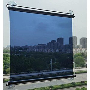 LXLA One-Way Mirror Roller Shade with Suction Cups, Punch-Free Single Way See-Through Clear Sun Blocking Reflective Insulation Curtain, Window (Size : 43×150cm/17×59in)