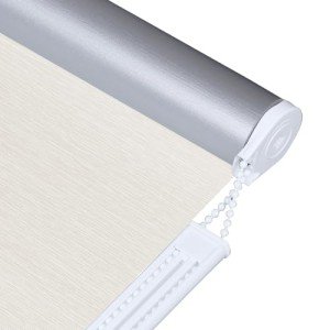 ALLBRIGHT Thermal Insulated Fabric 100% Blackout UV Protection Striped Jacquard Roller Shades for Windows,Easy to Install (Beige, 30'')
