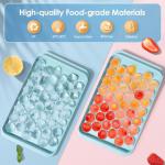 WIBIMEN Ice Cube Tray with Lid and Bin - Round Ice Trays for Freezer with Lid - Ice Cube Trays for Freezer with Ice Container (0.8"-2PACK Blue)