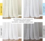 NICETOWN White Sheer Linen Curtains for Living Room, Rod Pocket & Back Tab Sweep to Floor Window Treatments Semi Sheer Drapes Privacy for Patio Door/Hall, 2 Panels, W52 x L95