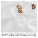 RYB HOME White Curtains Linen Textured Sheer Light Filtering Semi Sheer Curtains 84 inches Long Half Privacy Window Drapes for Living Room Bedroom Dining, Length 84 by Width 52 inch, 2 Panels Set