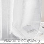 RYB HOME White Curtains Linen Textured Sheer Light Filtering Semi Sheer Curtains 84 inches Long Half Privacy Window Drapes for Living Room Bedroom Dining, Length 84 by Width 52 inch, 2 Panels Set