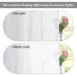 RYB HOME White Curtains Linen Textured Sheer Light Filtering Semi Sheer Curtains 84 inches Long Half Privacy Window Drapes for Living Room Bedroom Dining, Length 84 by Width 52 inch, 2 Panels Set