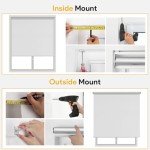 Sunfree Blackout Roller Shades Window Shades Cordless Blackout Window Blinds with Thermal Insulated for Bedroom,Office,46" W x 72" H,White