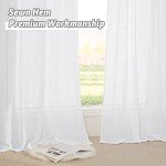 RYB HOME White Curtains Linen Textured Sheer Light Filtering Semi Sheer Curtains 84 inches Long Half Privacy Window Drapes for Living Room Bedroom Dining, Length 84 by Width 52 inch, 2 Panels Set
