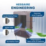 Hessaire MC37M Portable Evaporative Cooling Fan, Indoor/Outdoor High Temp Low Humidity Environments, 3100 CFM, 950 sq. ft., 3-Speed Fan, 59 dB, Gray