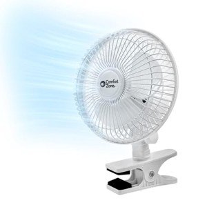 Comfort Zone Portable Clip on Fan with Fully Adjustable Tilt, Electric, 6 inch, Quiet, Indoor, 2 Speed, Mini Desk Fan, Table Fan, Airflow 6.53 ft/sec, Ideal for Home, Bedroom, Dorm & Office, CZ6C