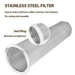 Cold Brew Coffee Filter for 32 OZ Wide Mouth Mason Jar, 304 Stainless Steel Strainer with Seal Ring for Iced Drinks, Sun Tea Infuser and Cold Brew Coffee Maker