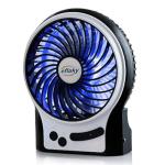 efluky 3-Speed Mini Desk Fan with LED Light, Portable USB Fan Quiet for Home, Office, Travel, Camping, Outdoor, Indoor, 4.9-Inch, Black