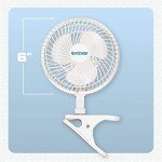 Hurricane Classic 6 Inch Clip Fan, 2 Speed Portable Desk Table Fan with Tilt, White