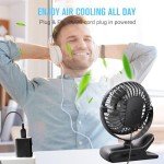 BESKAR Small Clip on Fan, 3 Speeds USB Fans with Strong Airflow, Clip & Desk Fans USB Plug in with Sturdy Clamp - Ultra Quiet operation for Office Dorm Bedroom Stroller