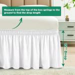 Biscaynebay Wrap Around Bed Skirts for Queen Beds 15" Drop, White Adjustable Elastic Dust Ruffles Easy Fit Wrinkle & Fade Resistant Silky Luxurious Fabric Machine Washable