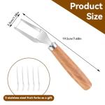 Watermelon Slicer Cuts Watermelons into Cubes, Stainless Steel Melon Cutter with Wooden Handle, Watermelon Cutting Tool Fruit Cutter with 5 Fruit Forks