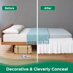 Biscaynebay Wrap Around Bed Skirts for Queen Beds 15" Drop, White Adjustable Elastic Dust Ruffles Easy Fit Wrinkle & Fade Resistant Silky Luxurious Fabric Machine Washable