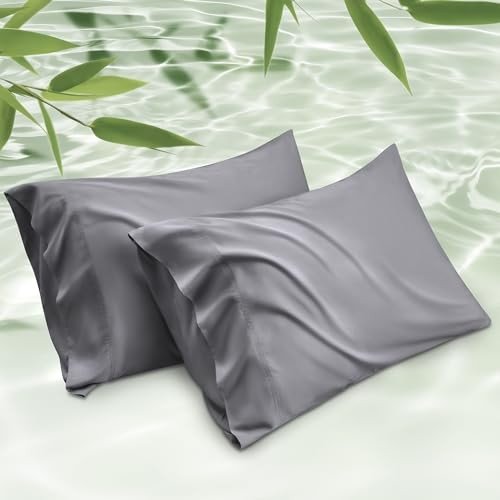 Bedsure bamboo cooling pillowcases (dark grey) made from 100% Rayon