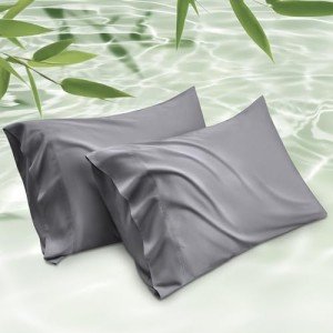 Bedsure Cooling Pillow Cases Queen Size Set of 2, Rayon Derived from Bamboo Cooling Pillowcases for Hot Sleepers, Cool Pillow Covers with Envelope Closure, Gifts for Women Men, Dark Grey, 20x30 Inches