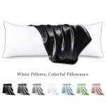 HUXMEYSON Body Pillow with Satin Pillowcase, Cooling Body Pillow for Adults, Removable Cover, Black (20"x54")