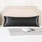 HUXMEYSON Body Pillow with Satin Pillowcase, Cooling Body Pillow for Adults, Removable Cover, Black (20"x54")