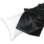 HUXMEYSON Body Pillow with Satin Pillowcase, Cooling Body Pillow for Adults, Removable Cover, Black (20"x54")