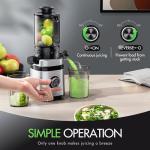 Juicer Machines, Cold Press Juicer with 4.41" Wide Feed Chute, 350W Slow Masticating Juicers for Whole Vegetables & Fruits, High Juice Yield, Easy to Clean, Large Auger, Silver