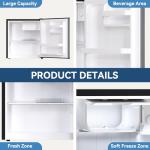 Frestec 1.7 Cu.Ft Mini Fridge with Freezer, Mini Fridge for Bedroom, Small Refrigerator, Dorm Refrigerators with Freezer, Compact Refrigerator for Office, Apartment, Dorm, Bedroom (Grey)