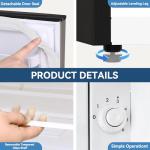 Frestec 1.7 Cu.Ft Mini Fridge with Freezer, Mini Fridge for Bedroom, Small Refrigerator, Dorm Refrigerators with Freezer, Compact Refrigerator for Office, Apartment, Dorm, Bedroom (Grey)