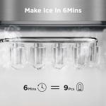Ice Maker Machine for Countertop, 9 Ice Cubes Ready in 6 Minutes, 26lbs in 24Hrs Portable Ice Maker Machine Self-Cleaning, 2 Sizes of Bullet-Shaped Ice for Home Kitchen Office Bar Party