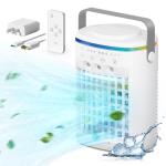 Portable Air Conditioner, Evaporative Air Cooler, 2-4-8H Timer Auto-Off &Remote, Water Tank, Three ultrasonic nozzles, 3-Speed Personal Air Conditioner Cooling Fan