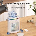 Portable Air Conditioner,Cooling Fan with 3 Speeds &3 Modes,2-8H Timer,1000ml Water Tank, Remote Control,4 in 1 Humidifier, Air Conditioner,Fan,Night Light,Evaporative Air Cooler for Home,Office