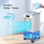 WICOLO Windowless Portable Air Conditioners, Evaporative Air Cooler w/3 Modes & 3 Speeds, 12H Timer for Smart Auto-off, 2-Gal Tank for 20H Cooling,16FT Remote,No Hose Needed,46db Swamp Cooler