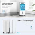 WICOLO Windowless Portable Air Conditioners, Evaporative Air Cooler w/3 Modes & 3 Speeds, 12H Timer for Smart Auto-off, 2-Gal Tank for 20H Cooling,16FT Remote,No Hose Needed,46db Swamp Cooler