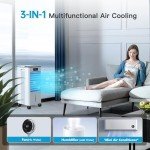 WICOLO Windowless Portable Air Conditioners, Evaporative Air Cooler w/3 Modes & 3 Speeds, 12H Timer for Smart Auto-off, 2-Gal Tank for 20H Cooling,16FT Remote,No Hose Needed,46db Swamp Cooler