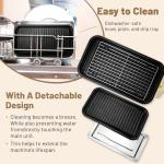 Pukomc Electric Indoor Grill,2 in 1 Indoor Grills for Kitchen with Grill Net & Non-Stick Cooking Removable Plate, Temperature Control, Dishwasher Safe, 1500W Smokeless barbecue