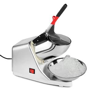 Electric Ice Crusher,110V Electric Ice Shaver Machine with Dual Blades,Bowl and Cover 300W Electric Snow Cone Maker(176lbs/80kg Per Hour,2200rpm) for Shaved Ice,Margaritas,Home Commercial Use(Sliver)